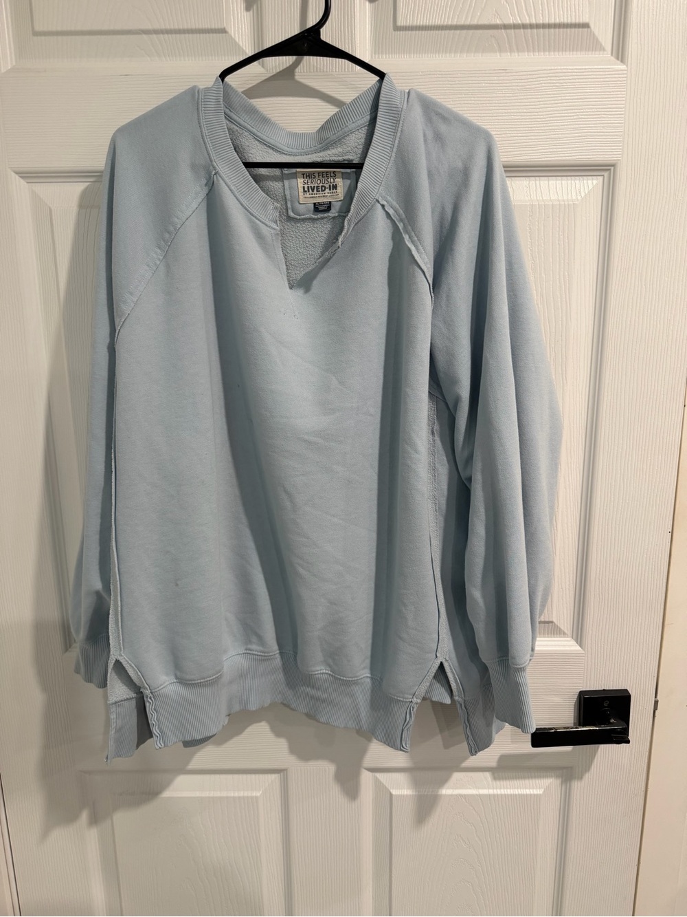 Lived-In American Eagle Crewneck Sweatshirt - Light Blue
